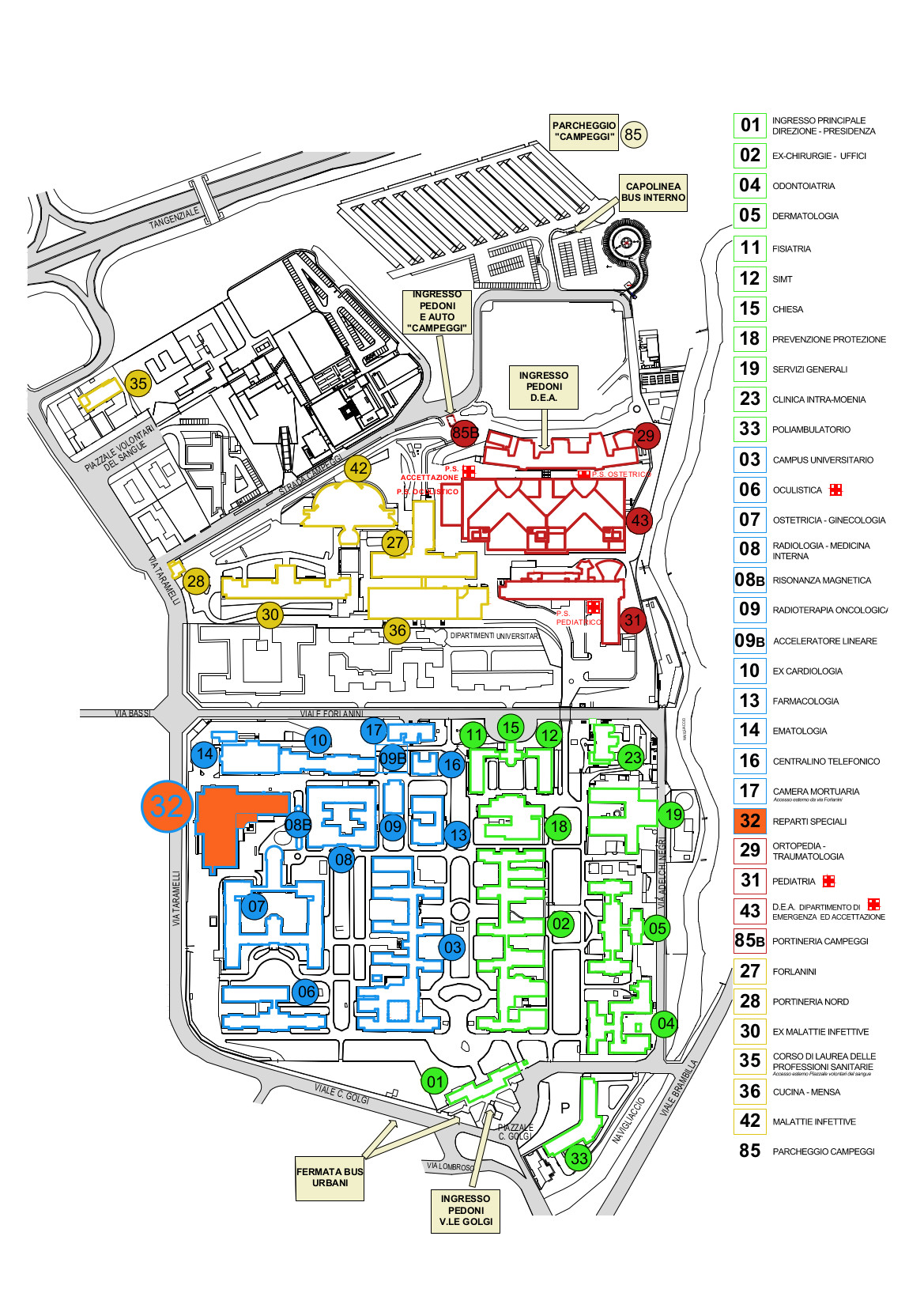 Mappa Padiglione P32 con legenda