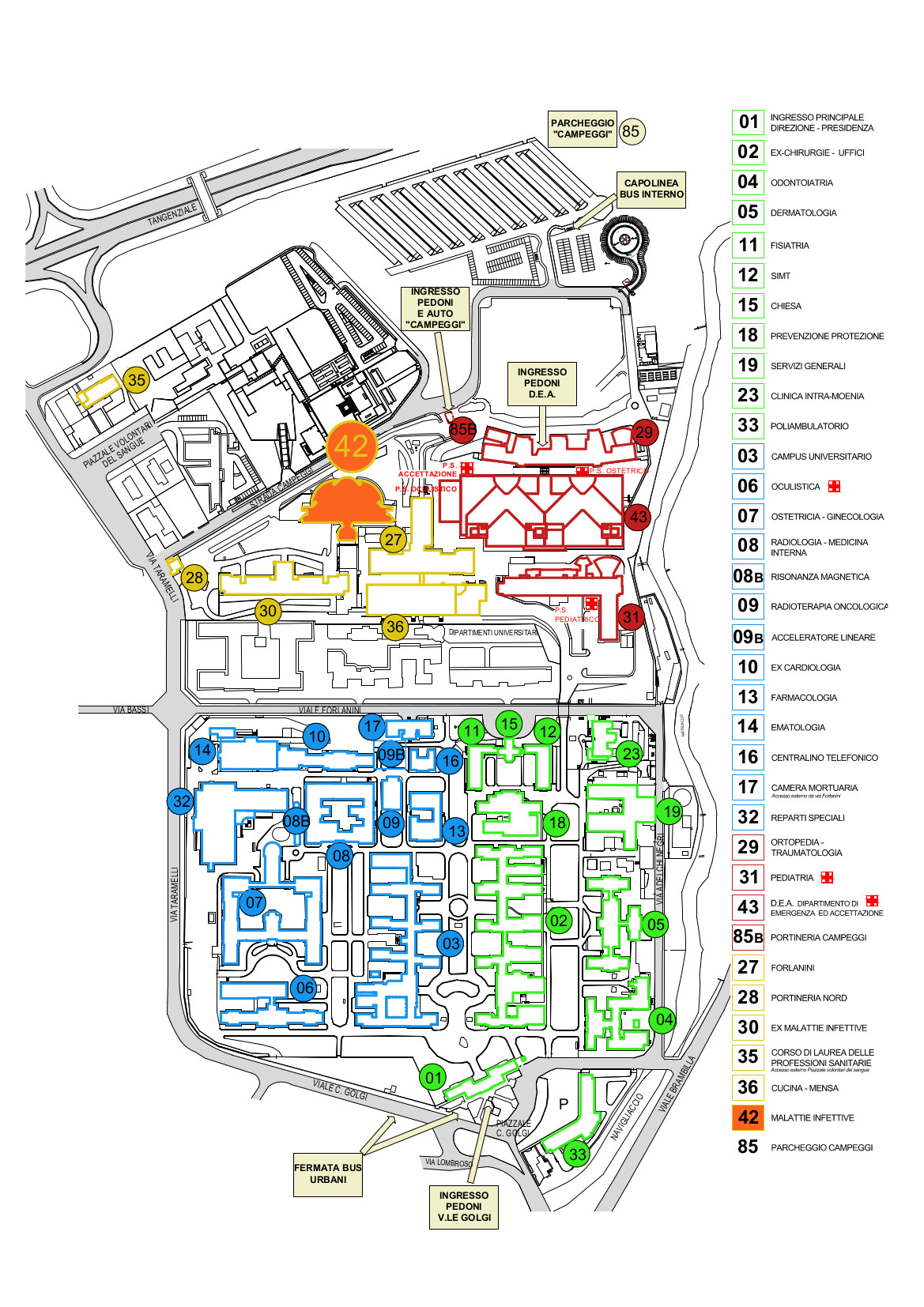 Mappa Padiglione P42 con legenda