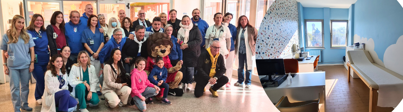 Restyling delle due sale medici di Oncoematologia Pediatrica grazie alla donazione de La Mitica – Nazionale ragazzi guariti dalla leucemia APS
