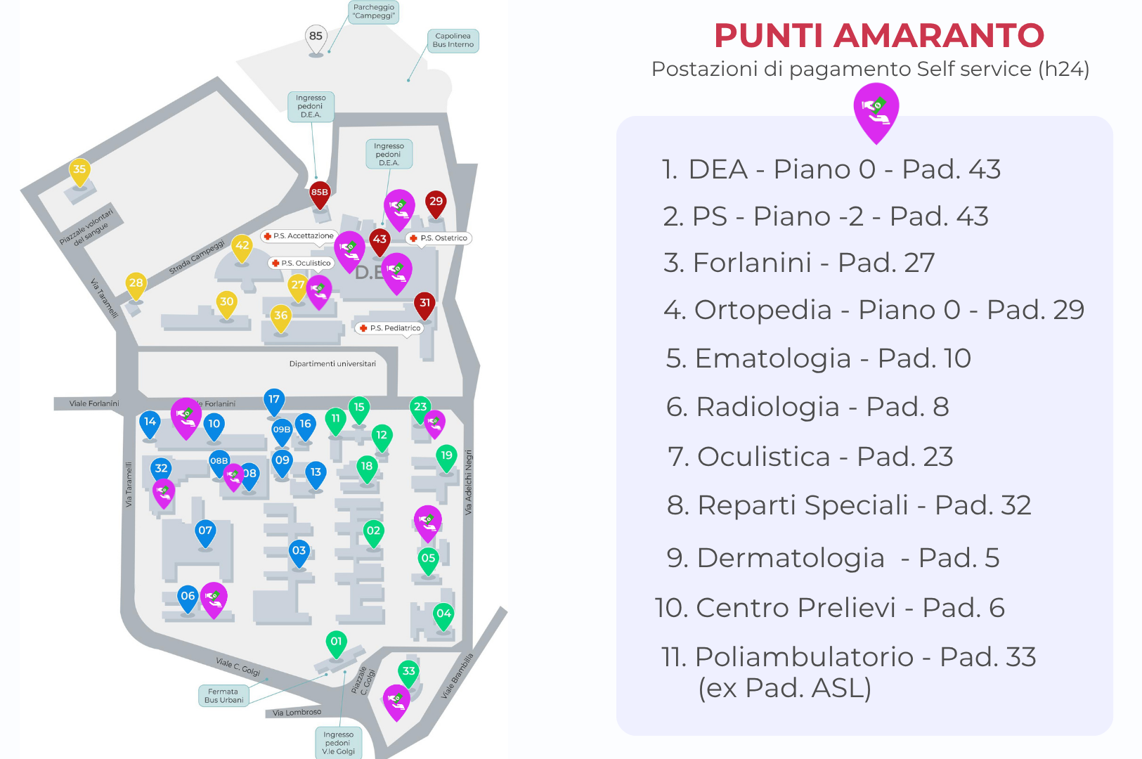 Mappa dei punti amaranto