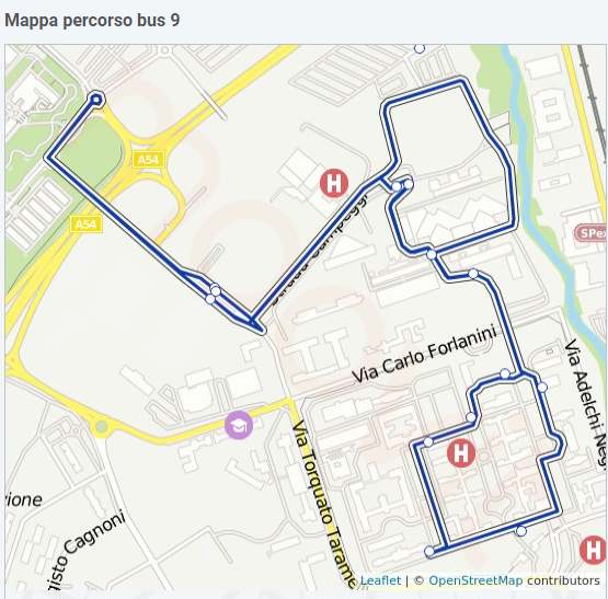Mappa percorso Bus 9
